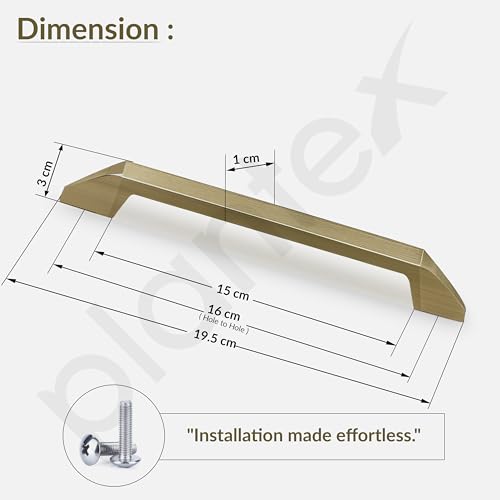 Image of Plantex Cabinet Handle /Kitchen Cabinet Door Handle /Wardrobe /160 mm Cupboard Handle /Door Pull-Push Handle for Home /Office - Pack of 2 (Brass Antique)