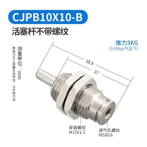 Cilindro CJPB10-10 micromecánico neumático de resorte y efecto simple con rosca exterior 2