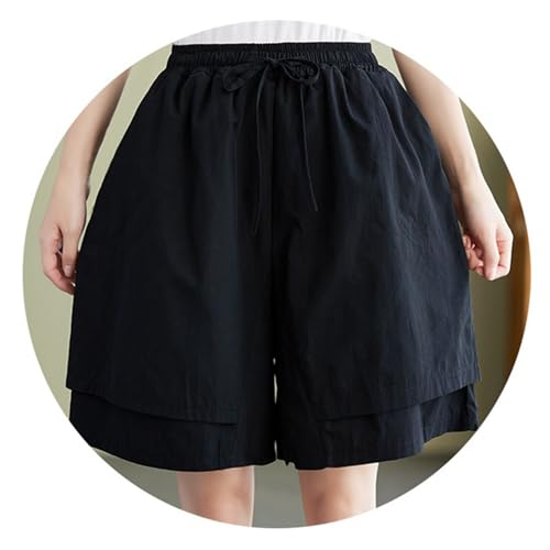Bermuda noir coton et lin running randonnée avec poches amples