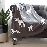 Art Studio Company Moose Trees & Mountains Organic Cotton Throw Blanket