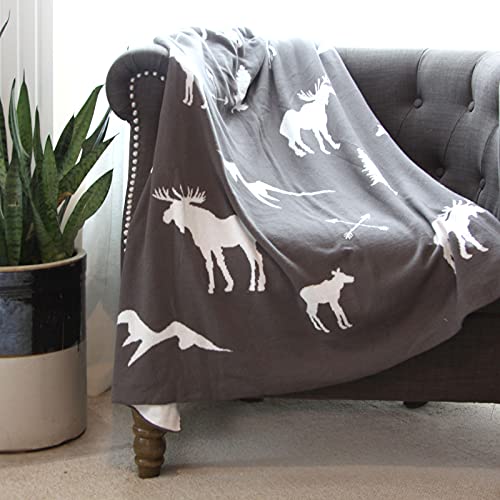 Art Studio Company Moose Trees & Mountains Organic Cotton Throw Blanket #TOP7