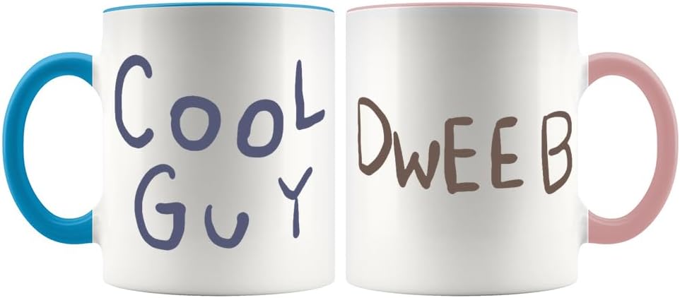 Fonhark Adventure Time Card Wars Mugs Set, Cool Guy and Dweeb, 11 OZ Novelty Coffee Cup, Pack of 2