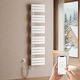 S'AFIELINA Scaldasalviette Elettrico Bagno WiFi 1599×400mm, termoarredo Elettrico Bagno con termostato, programmabile, LCD, 800 W, scalda Asciugamani Elettrico a Basso consumo, Bianco