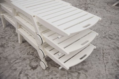 Polywood Naw2280Wh Nautical White Stackable Wheeled Chaise #TOP2