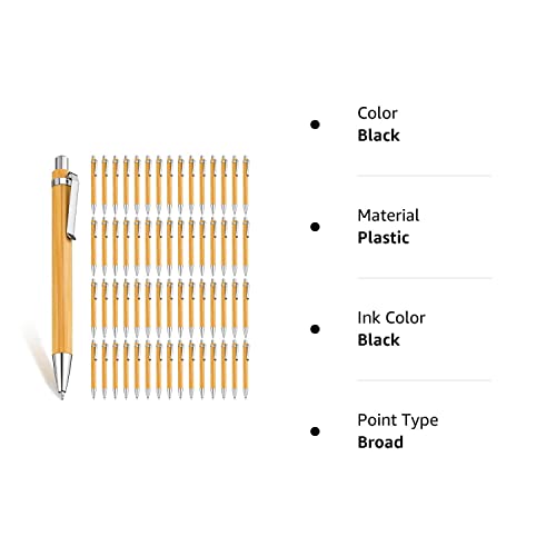 Leelosp Bamboo Pen Retractable Ballpoint Pen Black Ink 1 Mm Sustainable Pens For Writing Office Products Wooden Bamboo Ballpoint Pen For Journal School Supplies Decorations (60 Pcs) #TOP7