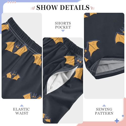 Boys' Pants Black Yellow Doodle Bats Long Bottoms Jogger Pants Elastic Waist Trousers with Pockets S-XL4