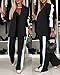CHICME Womens Two Piece Outfits Striped Side Button Blazer and Pants with Pockets Sets Business Casual Pant Suits Set-bk-XL Black