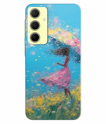 Image of Printed Hard Back Case Cover & Compatible for Samsung Galaxy A55 5G | Samsung A55 5G | Painting Girl with Umbrella (Multicolor) - D1194