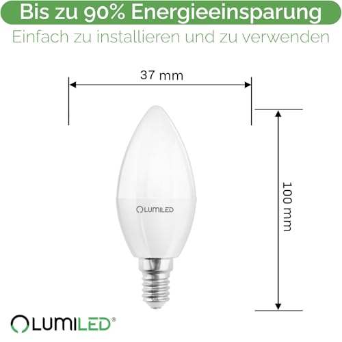 Lumiled żarówka LED E14 B35 10W, zastępuje żarówkę 75W, 230V, 1100lm, 3000K ciepła biel, nie do ściemniania, do żyrandoli i lamp sufitowych – zestaw 6 sztuk