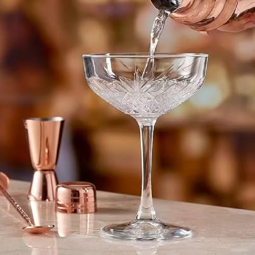 Image of Forestamart Wide Mouth Martini Champagne Glass (250ml) || Set of 4 || Coupe Glass Set || for Home, Hotel, Bar, Party, Wedding, Festival Celebration