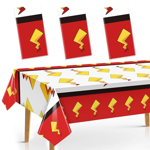 Joottuan 3 Pcs Cartoon Birthday Party Tablecloth Red White Table Cover