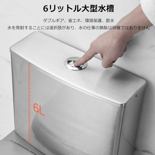 Toilettes commerciales à double chasse d'eau en acier inoxydable avec siège à fermeture amortie – Toilettes allongées une pièce haute efficacité, hauteur d'assise confortable, drainage mural