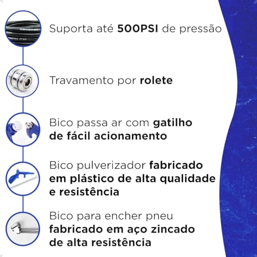 Mangueira 20 Metros e Acessórios Para Compressor de Ar