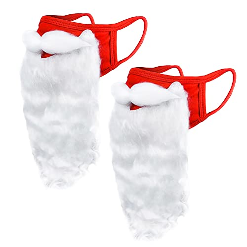 2 Stück Lustiger Weihnachtsmann Bart Weißer Gefälschte Bart Weihnachten Weihnachtsmann Bart für Jugendliche Erwachsene Verkleidung Weihnachtsmann Weihnachten Zubehör Cover