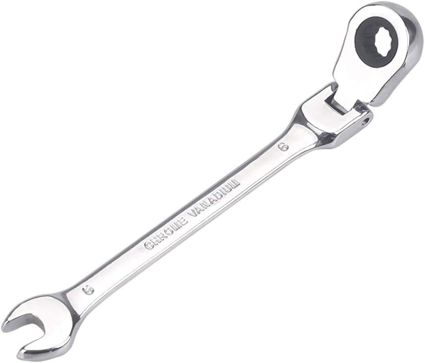 6mm Metric Flex-Head Ratchet Wrench,Box End Head 72-Tooth Ratcheting Combination Wrench Spanner