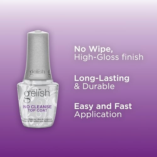 Gelish No-Cleanse Top Coat – 15ml No Wipe High-Gloss Finish, Durability, Long-Lasting, Easy Application, UV/LED Compatible, Professional Gel Nail Polish Sealer