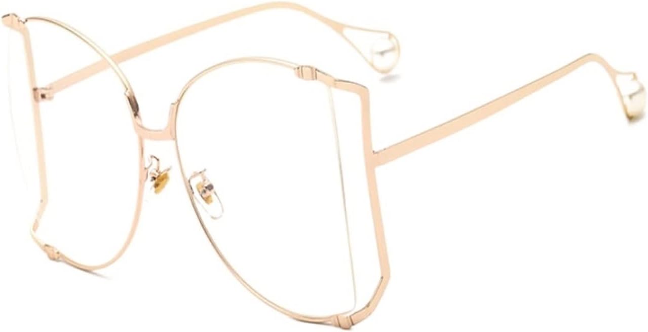 New Half Frame Designer glasses Women Square Pearl Sunglasses for Female Fashion Oversized Clear Eyewear Ladies