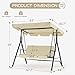 Esright Patio Swings Outdoor, 3-Seat Glider Patio Swings with Removable Cushion and Adjustable Canopy, Porch Bench for Garden, Poolside&Backyard, Beige