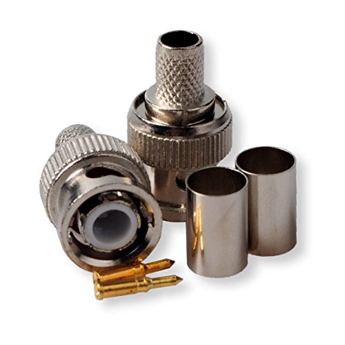 Besmelody 10-Pack Professional RG59/62 BNC Male Crimp-On Connector for CCTV Coaxial Cables