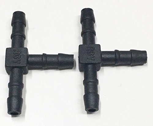 Black 2 X 5Mm T Piece Pipe Connector Inline Hose Joiner Suitable For Air Water Fuel