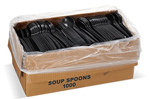 1,000 Plastic Disposable Soup Spoons Bulk Black Medium Weight Disposable Silverware Plastic Cutlery Spoons by ELEGANT DISPOSABLES - Image 6