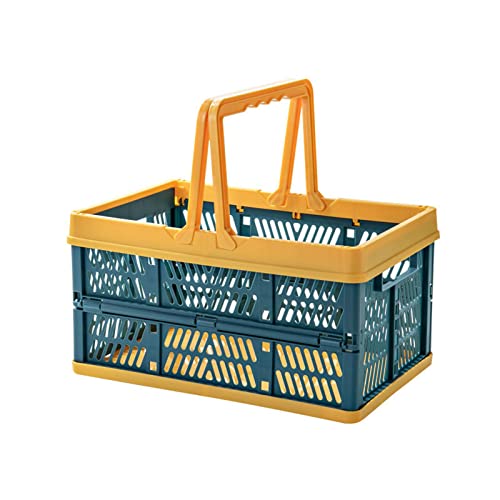 HUAPING Shopping Basket Klappbox Faltbar mit Henkel,Faltbox nutzbar als klappbarer Einkaufskorb Handkorb und Kofferraum Organizer (Blue,38 * 25.5 * 20cm) Cover