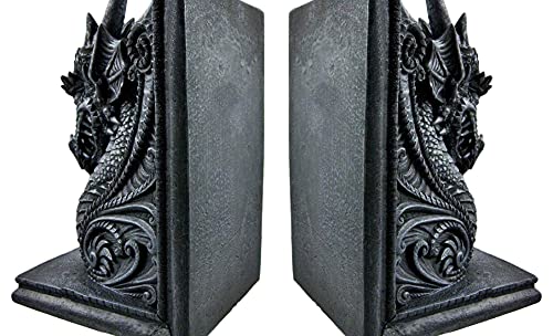 Bellaa Decorative Bookends Dragons Gothic Midieval Castle Mystic Vintage Book Ends Holder Heavy Stoppers Bookshelf Shelves To Hold Books Library Shelf Dividers Home Decor #TOP3