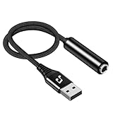 USB to 1/4 Female TRS Audio Stereo Adapter, US B to 6.35mm Jack Audio Adapter Compatible with Laptop，Windows or PC，Amplifier, Speaker, Headphones-6.6FT Note:Not Applicable Recording,Truck,TV USB Ports