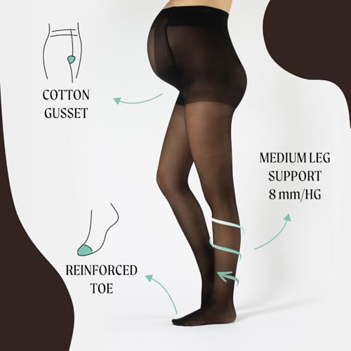 CALZITALY Maternity Pantyhose Stocking with Bellyband, Italian Hosiery, Pregnancy Tights 20 Denier (X-Large, Black) by CALZITALY - Image 2