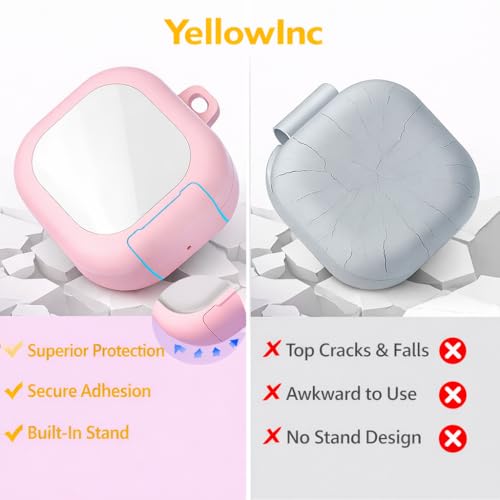 Image of Hybrid Lock Clear Case Cover for Samsung Galaxy Buds 4 and 4 Pro with Phone Stand & Carabiner (Lavender, Transparent with Stand)