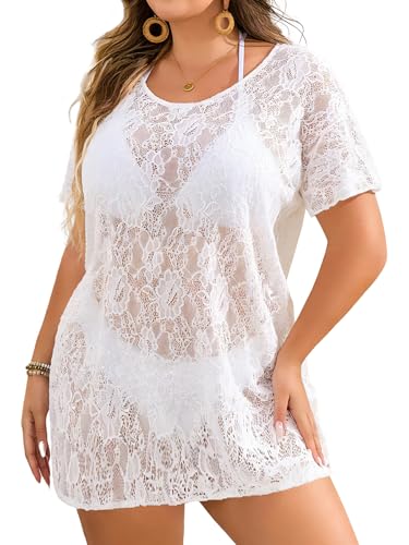 Charming Ashley Women's Lace Swim Cover-Up, Vacation Swim Dress, Summer...