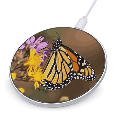 Monarch Butterfly Wireless Charger 10W Fast Charging Pad Anti-Slip Qi Certified Wireless Charging Pad Charging Station Portable Phone Charger for All Wireless Charging Smartphone