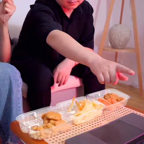 25 PC Nacho Trays Disposable, 12oz Plastic Nacho Containers with Chip and Dip Holder, 6x5 In 2 Compartments Clear Snack Trays for Kids,Parties, Movie Night Supplies (Plastic-12oz-25pc)
