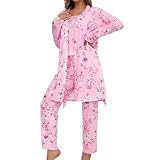 KGKQHKQ 3-Piece Floral and Butterfly Pajama Set