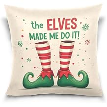 Throw Pillow Cover 16x16 in, Elf Cushion Cover Soft Plush Velvet for Sofa Living Room Couch Bedroom Farmhouse Home Decor