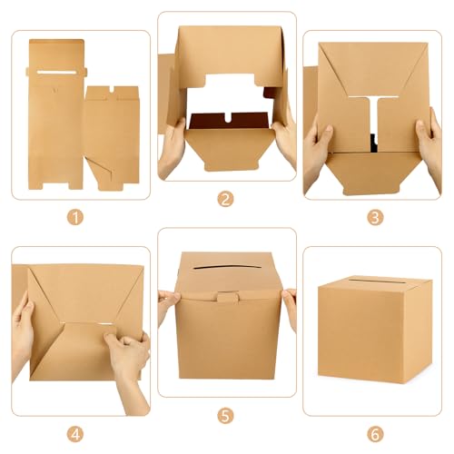 Image of Hooqict Kraft Card Box with Slot 9.1 inch Wedding Favor Gift Card Boxes for Reception, Parties, Birthday, Rustic Wedding Decorations, Retirement, Graduation Money Box Envelope Holder