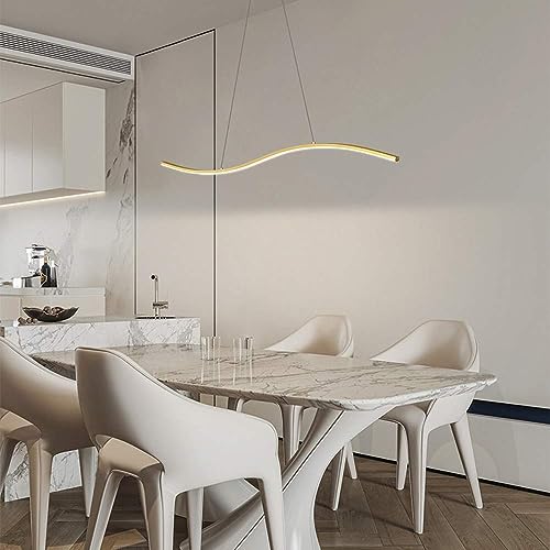 Luminaire suspendu linéaire LED en cuivre nordique à gradation tricolore pour salon