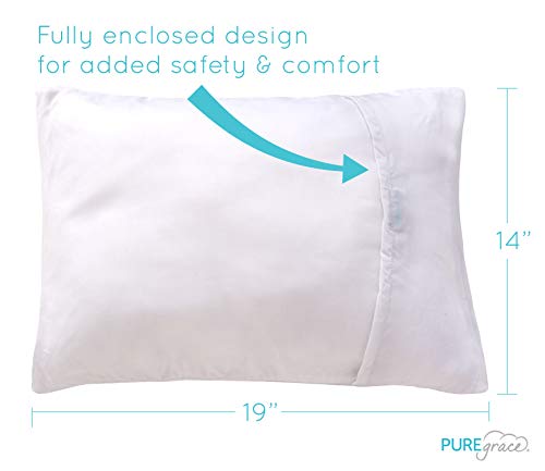 Puregrace Organic Cotton Toddler Pillow With Pillowcase Natural Gots Certified - Sensitive Skin Friendly - 100% Eucalyptus Tencel #TOP4