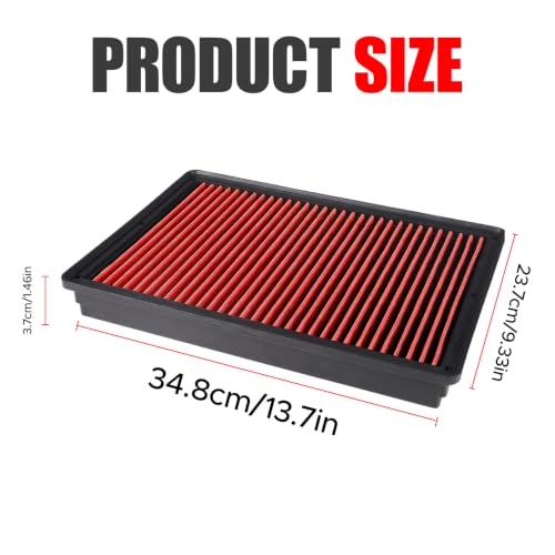 Image of High-Flow Engine Air Filter Compatible with 2002-2026 Dodge Ram 1500 2500 3500 4500 5500, Washable and Reusable Replacement Filter for 3.6L 3.7L 4.7L 5.7L 5.9L 6.7L V6 V8 V10 Engines, 33-2247