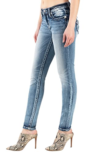 Miss Me Women's Mid Rise Broken Wavy M Skinny Jeans3