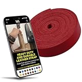 TOFL Top Grain Genuine Leather Strap | 72 in Length, 3/4 Inch Wide, 1/8 Inch Thick (7-8 oz) | Leather Strips for Crafts, Jewelry, Bag Straps & Wrap Around Projects | Red