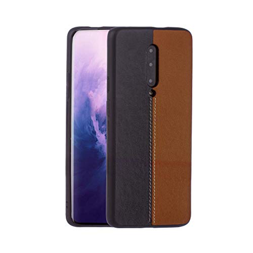 Housse OnePlus 7 Pro en cuir PU bicolore marron et noir aux finitions haut de gamme