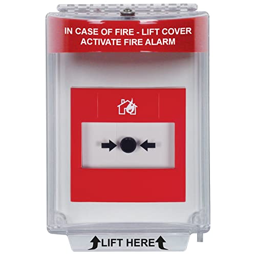 Safety Technology International, Inc. STI-13010FR Universal Stopper®, Flush Mount and Fire label, Indoor/Outdoor Protective Polycarbonate Cover for Pull Stations or Call Points, Red by STI - Used condition - US$30.33