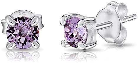 DTPsilver® 925 Sterling Silver TINY Round Stud Earrings made with Glittering Crystals from Swarovski® Elements - Diameter: 4 mm - Many Colours to Choose from