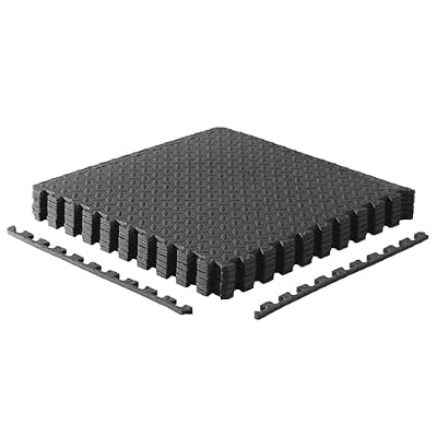 CAP Barbell 1/2-Inch Interlocking EVA Foam Exercise Puzzle Mat Home Gym Flooring - 1 Pack | 24" x 24" x 1/2" | Diamond Pattern - Black