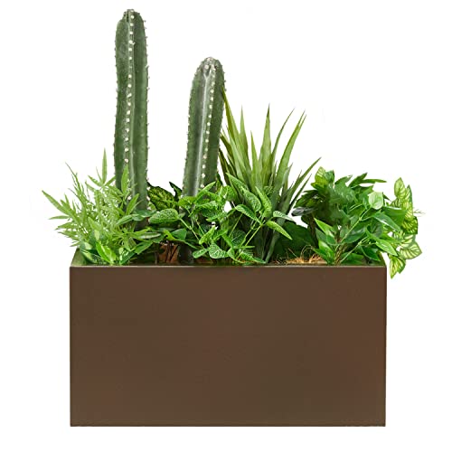 Wallowa Metallic Heavy Rectangle Planter Box For Outdoor/Indoor 25”Lx11”Wx13”H 22Pounds Espresso #TOP7