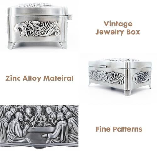 Barelove BL-2439 Vintage Antique Metal Jewelry Box Trinket Storage Organizer, Treasure Chest Case For Ring Earrings Necklace, Small Keepsake Holder For Women Halloween Birthday Gifts  thumb #2