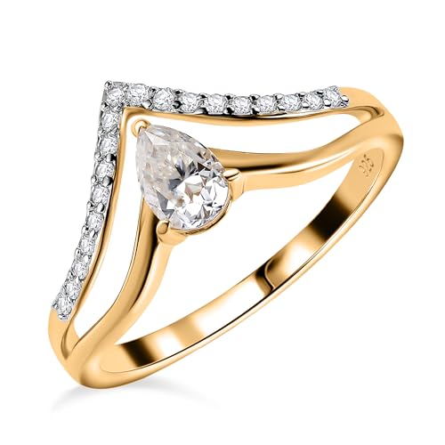 Image of TJC Moissanite Band Ring in 14ct Gold Plated 925 Sterling Silver for Women Size M
