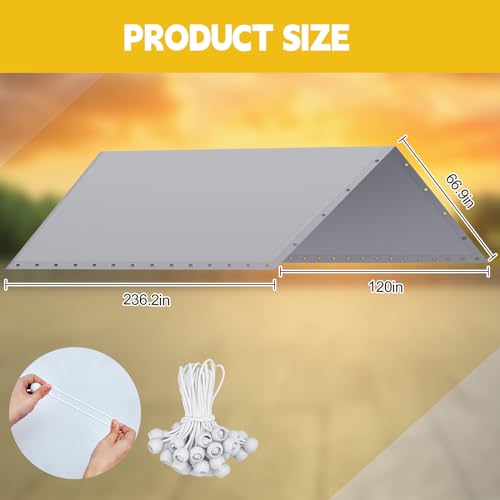 Wesnoy 10 x 20 ft Heavy Duty Canopy Replacement Cover Waterproof Carport Garage Car Shelter Tarp Tent for Car Canopy with 50 Ball Bungees, Only Top Cover, Frame is Not Included