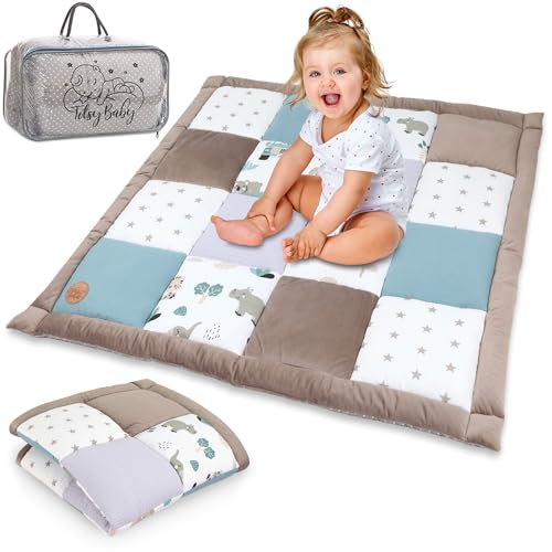 Alfombra bebe acolchada plegable 120x120 cm - Patchwork tapete infantil habitacion para niños y niñas manta de juego para bebes o colchoneta suelo infantiles África
